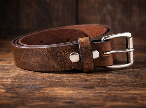 Men’s Brown Leather Work Belt 1.5” – Heavy Duty Handmade USA
