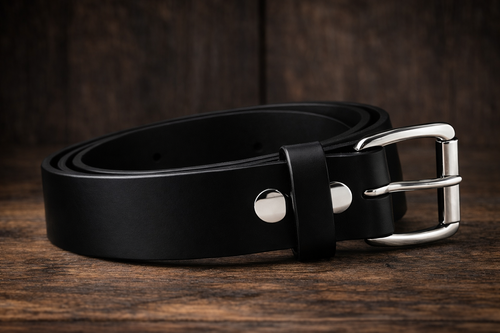 Men’s Black Leather Work Belt 1.5” – Thick Handmade USA Belt