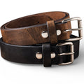Two real work belts. No Men’s Leather Work Belt 2-Pack – Handmade USA 1.5” Brown + Black