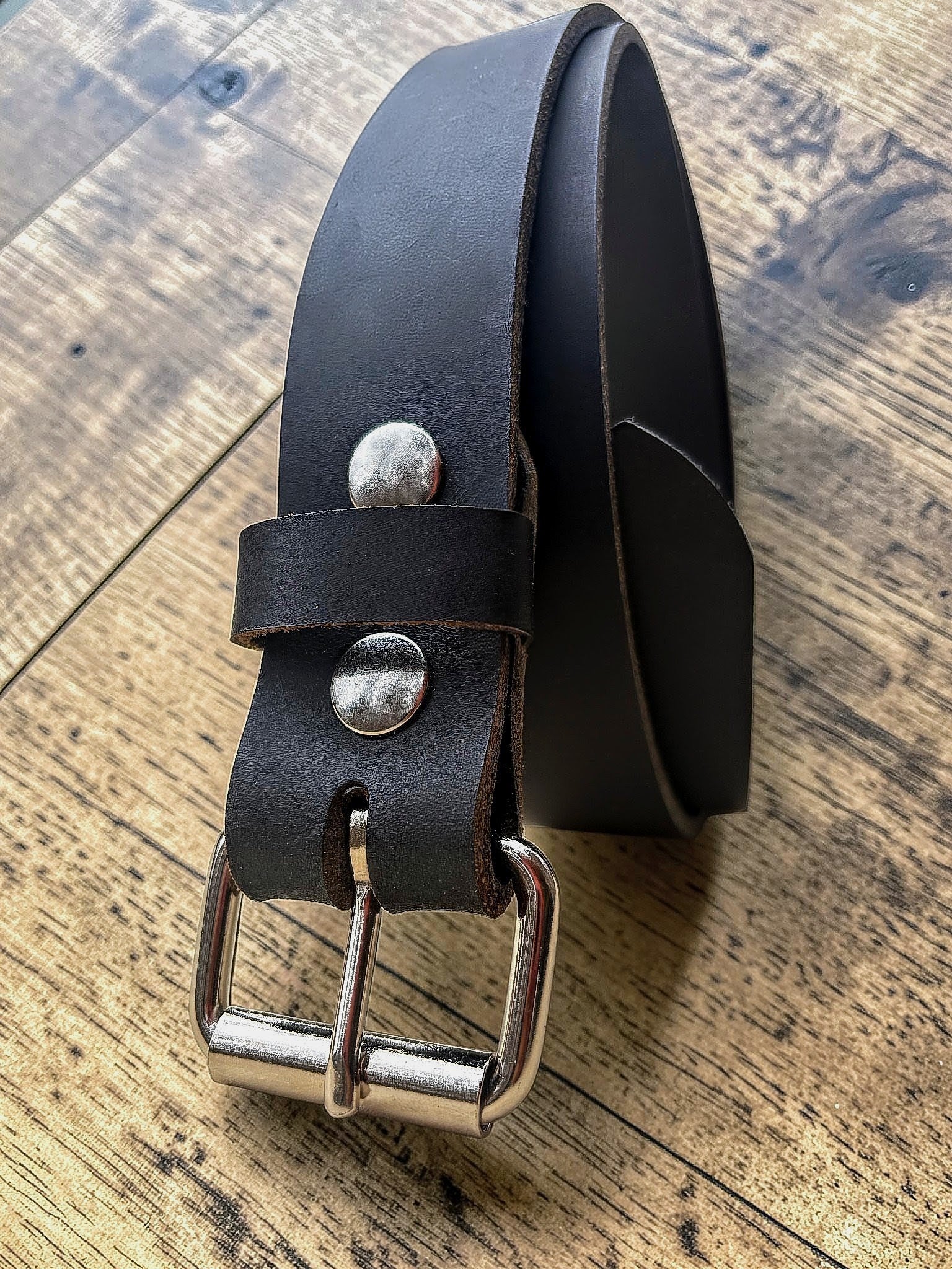 Black Buffalo Leather Belt